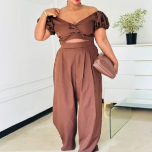 Chocolate brown wide leg set