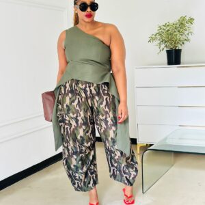 Camo & olive green top