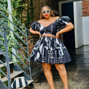 Black & White African print skirt set