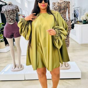 Olive green balloon/ tent dress