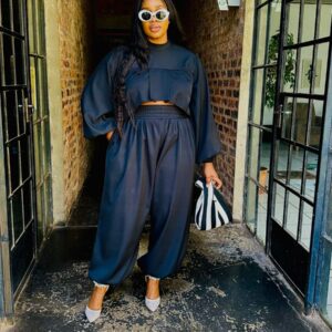 Black /bubble pants crop set