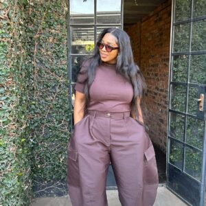 Chocolate brown barrel pants with pockets