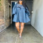 Denim bubble dress with collar