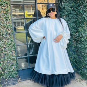 Tulle skirt and black balloon dress